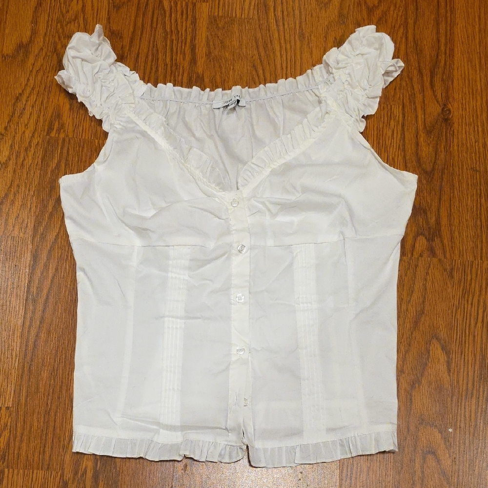 Love Tree Cream Ruffled Blouse
